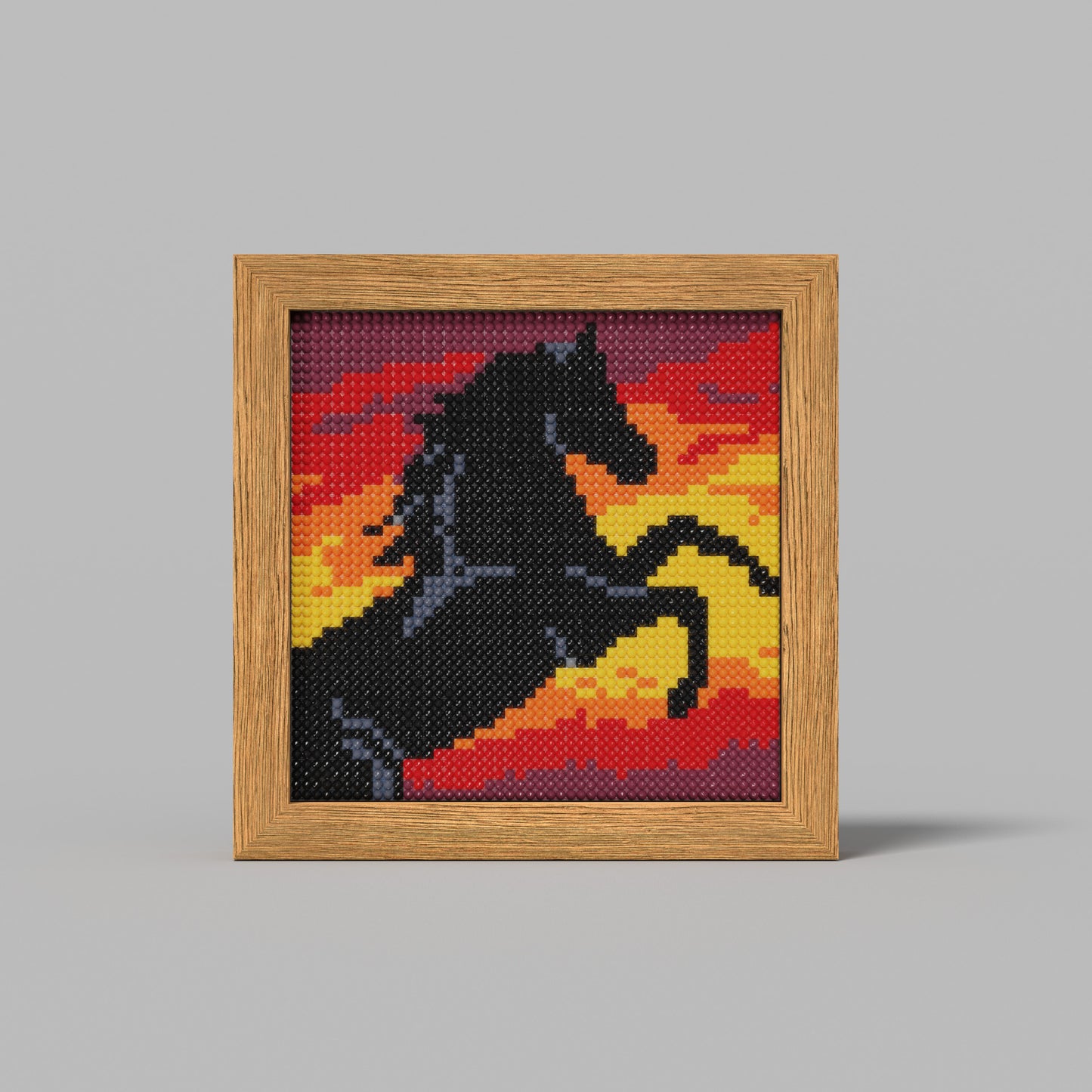 48*48 Dot Handmade Diamond Painting ABS Material 26 Cutting Surface A Black Horse in The Flames Customized Gift Modern Decoration