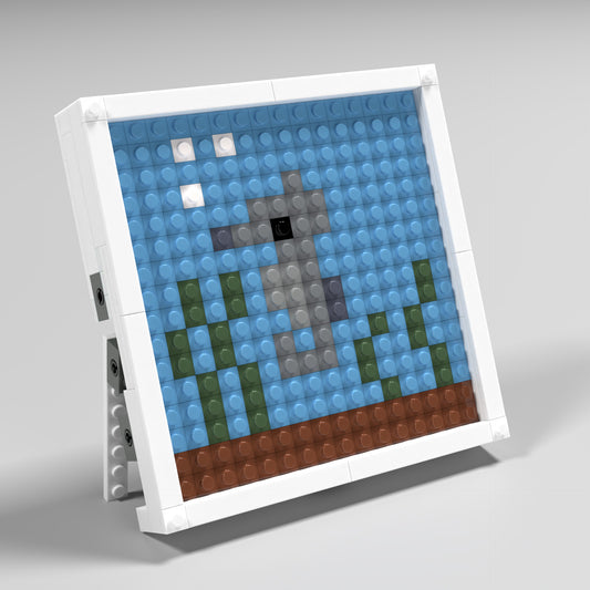 Pixel Art of Underwater World Compatible Lego Set - An Abstract Decoration with Seahorse