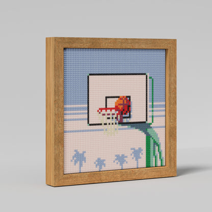 64x64 Pixel "Basketball into the Hoop" Diamond Painting Cross Stitch Kit