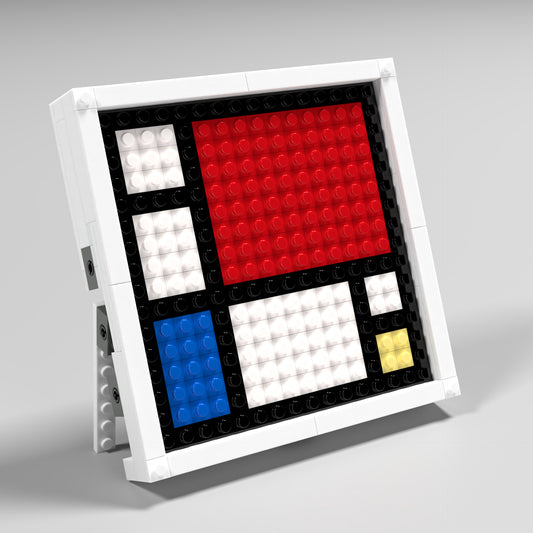 Pixel Art of Mondrian Compatible Lego Set - An Abstract Decoration with Primary Colors