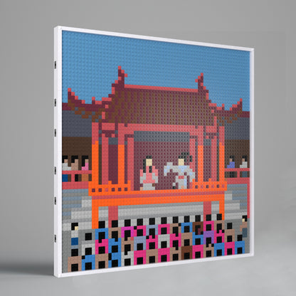 Traditional Chinese Folk Stage Compatible LEGO Artwork (64*64 dots, Assembled Frame)