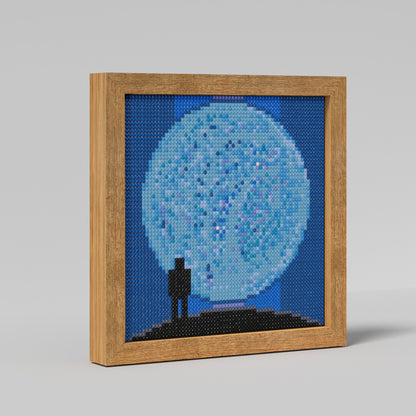 DIY 64x64 Pixels "Moon Gazer" Diamond Painting Kit - Recreate a Scene of a Giant Moon and the Person who Gazes at It