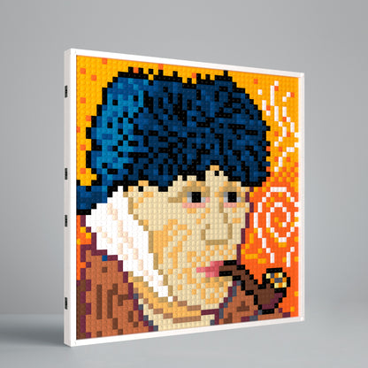 Van Gogh Smoking a Pipe Self Portrait, Post-Impressionist Pixel Art, Large Lego Compatible Building Blocks DIY Jigsaw Puzzle