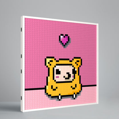 Cartoon Little Sheep, Fresh and Simple Love Heart Pixel Art, Large Lego Compatible Building Blocks DIY Jigsaw Puzzle