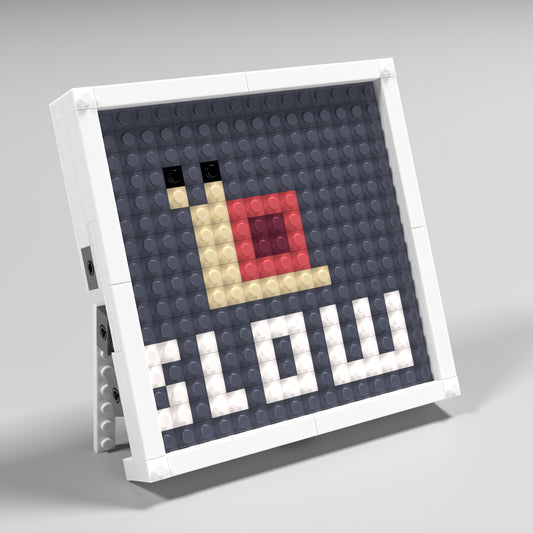 Pixel Art of Snail Compatible Lego Set - An Abstract Decoration with ‘SLOW’ Message