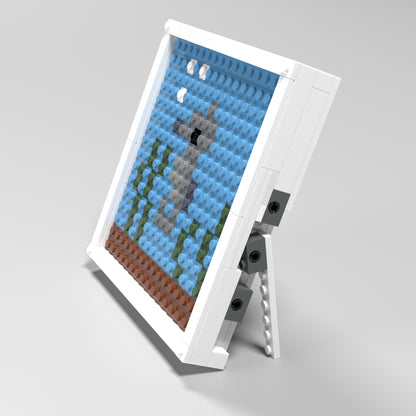 Pixel Art of Underwater World Compatible Lego Set - An Abstract Decoration with Seahorse