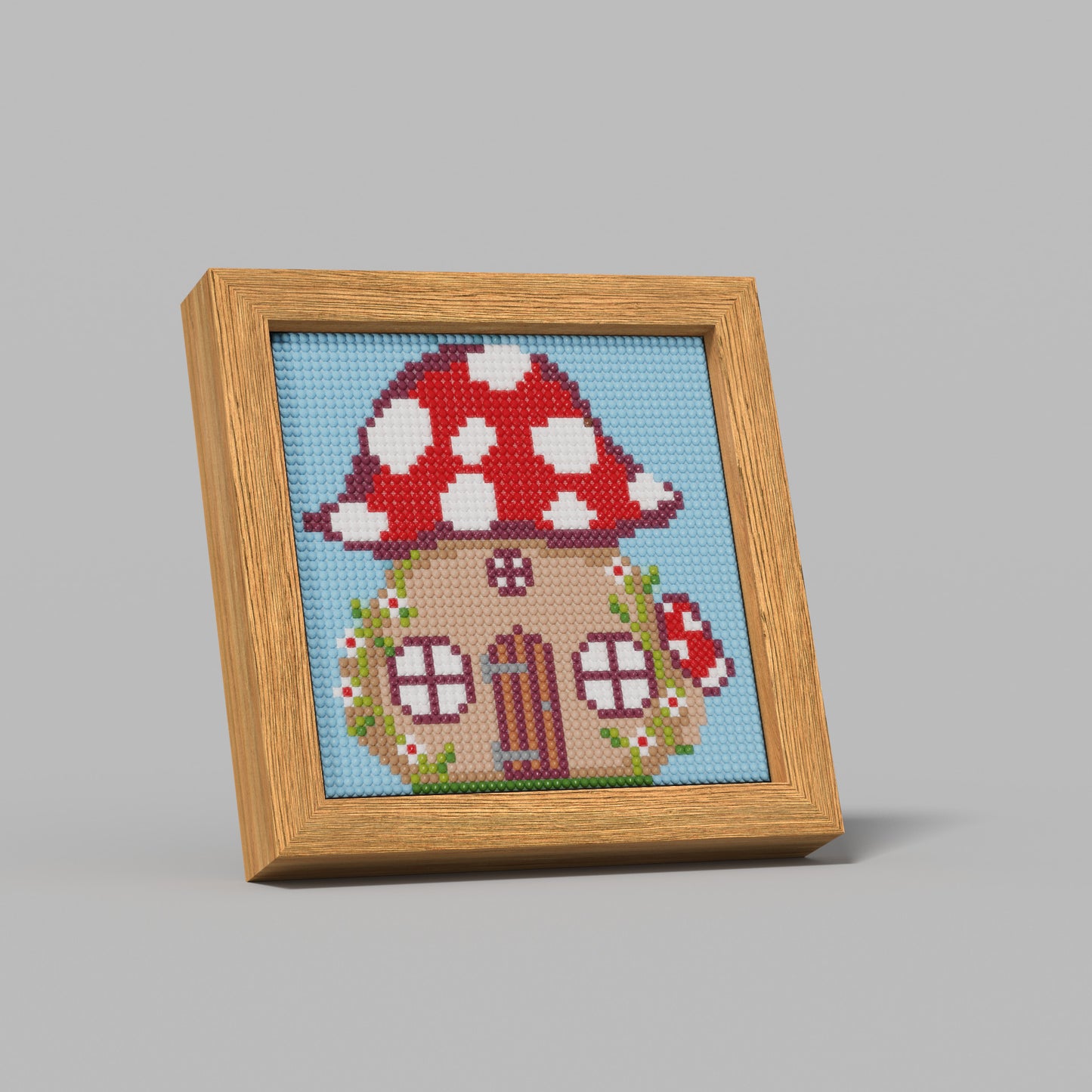 48*48 Dot Handmade Diamond Painting Little Red Mushroom House Customized Home Decor