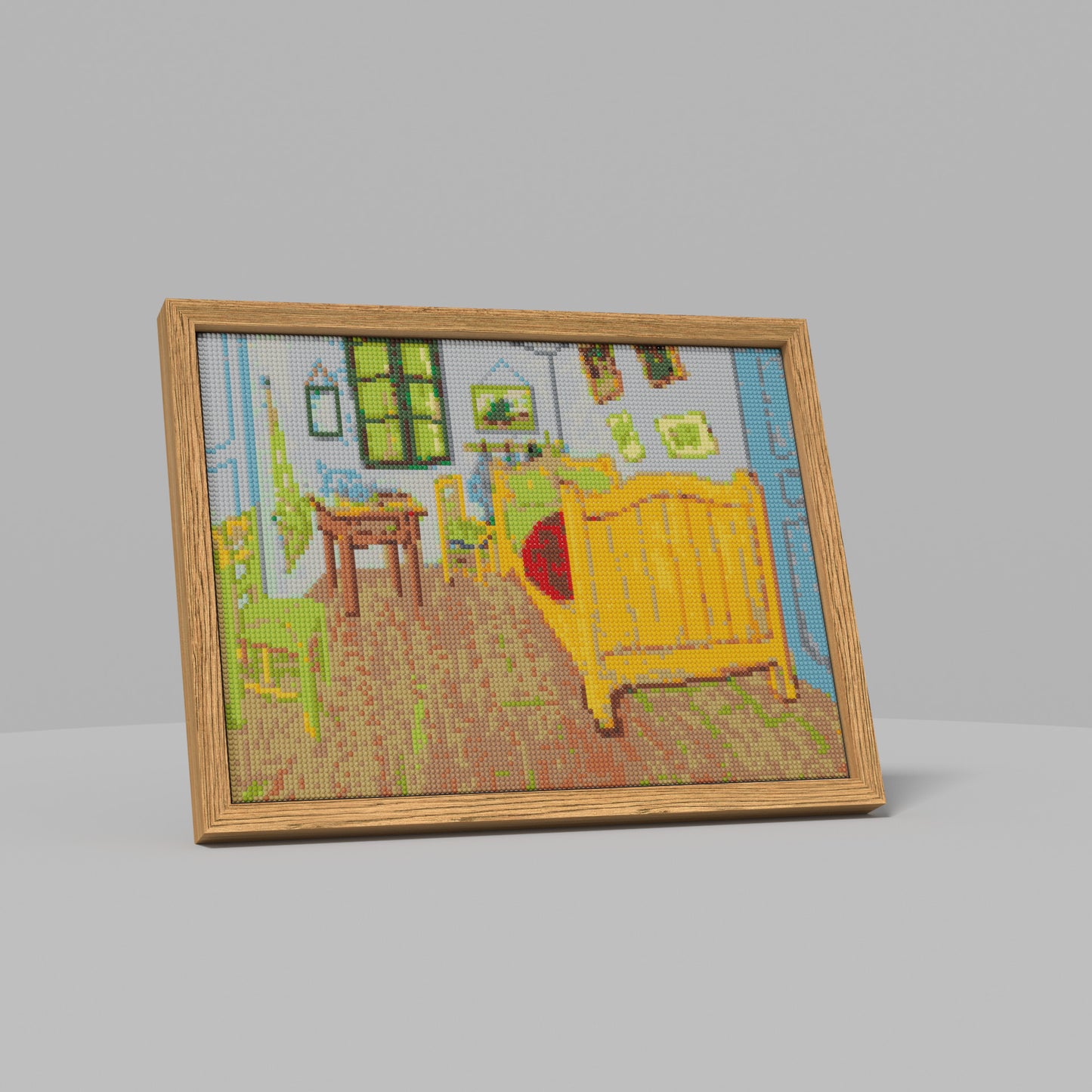 Van Gogh's Bedroom in Arles, Van Gogh Style Theme Diamond Painting, 128*96 Dots, 26 Faces ABS Diamond, Elegant Solid Wood Frame