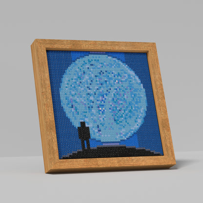 DIY 64x64 Pixels "Moon Gazer" Diamond Painting Kit - Recreate a Scene of a Giant Moon and the Person who Gazes at It