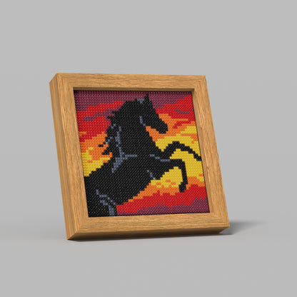 48*48 Dot Handmade Diamond Painting ABS Material 26 Cutting Surface A Black Horse in The Flames Customized Gift Modern Decoration