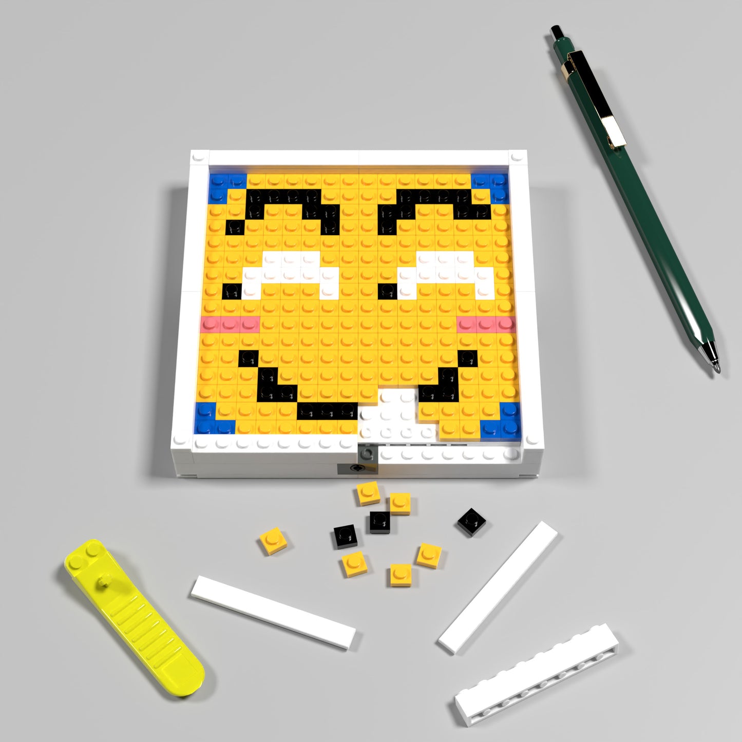 Pixel Art of Funny Face Compatible Lego Set - A Humorous Decoration to Lighten Up Your Mood