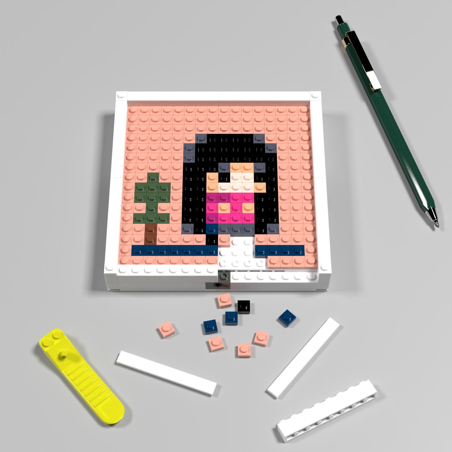 Ultra Low Resolution Girl Compatible Lego Pixel Art DIY Decorative Painting Set