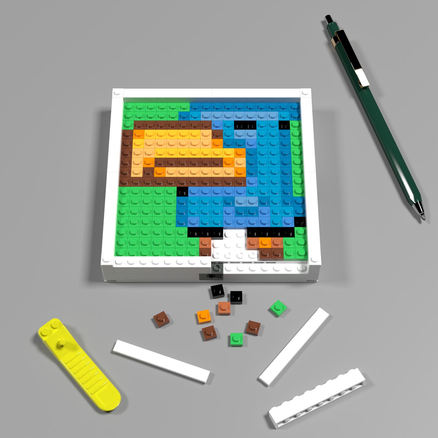 Pixel Art of Pelican Compatible Lego Set - A Minimalist Decoration with Big Beak