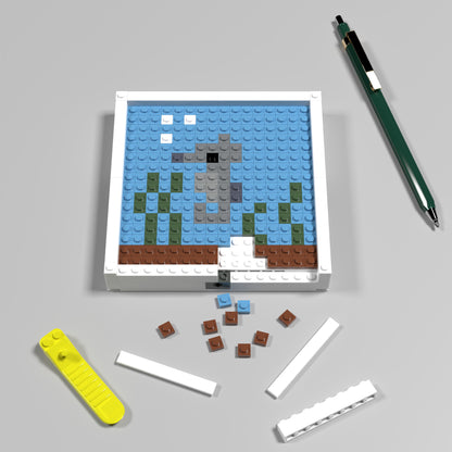 Pixel Art of Underwater World Compatible Lego Set - An Abstract Decoration with Seahorse