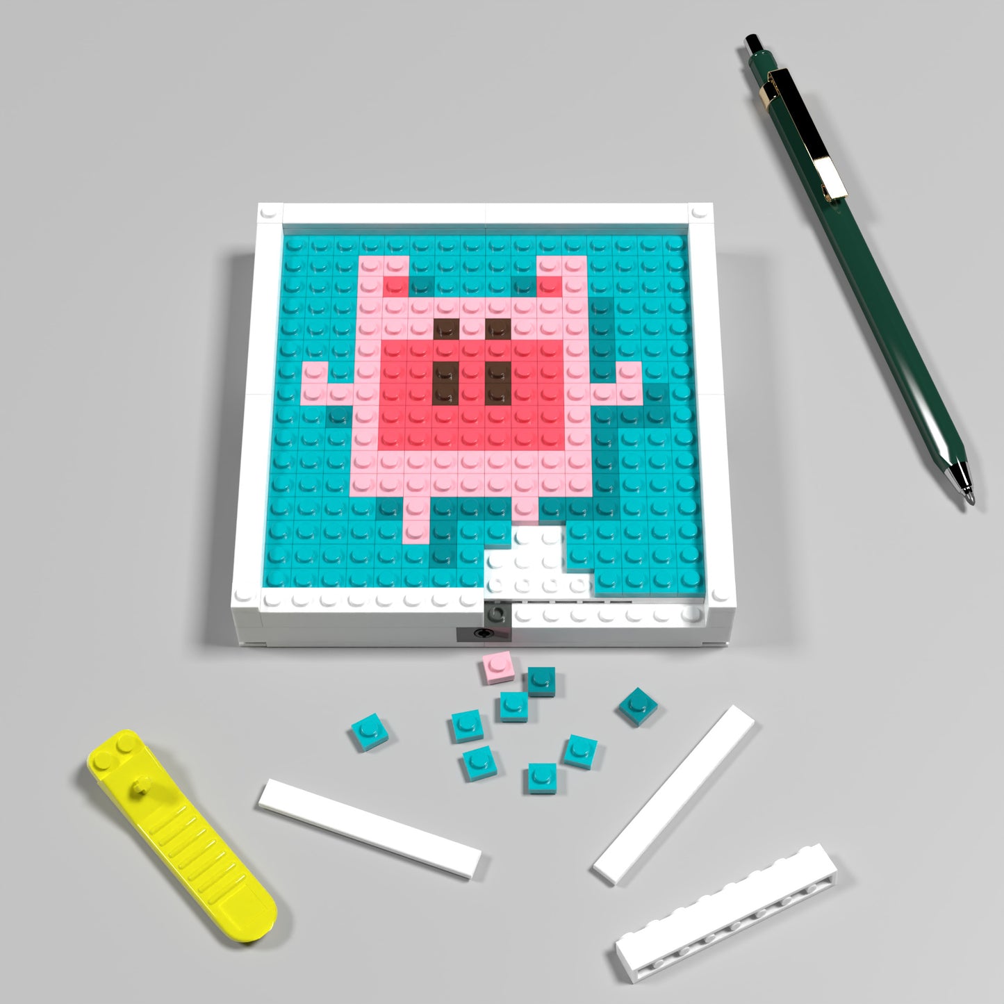 Pixel Art of a Little Pig Compatible Lego Set - An Adorable Decoration to Light up Your Space