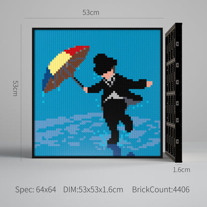 Charlie Chaplin Compatible LEGO Artwork (64*64 dots, Assembled Frame)
