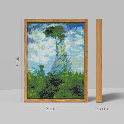 Woman with a Parasol - Claude Monet, Impressionist Landscape Theme Diamond Painting, 96*128 Dots, 26 Faces ABS Diamond, Elegant Solid Wood Frame