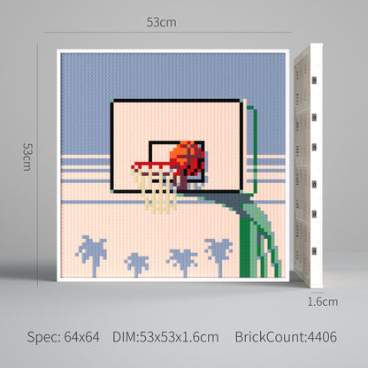 Basketball Frame Compatible LEGO Artwork (64*64 dots, Assembled Frame)