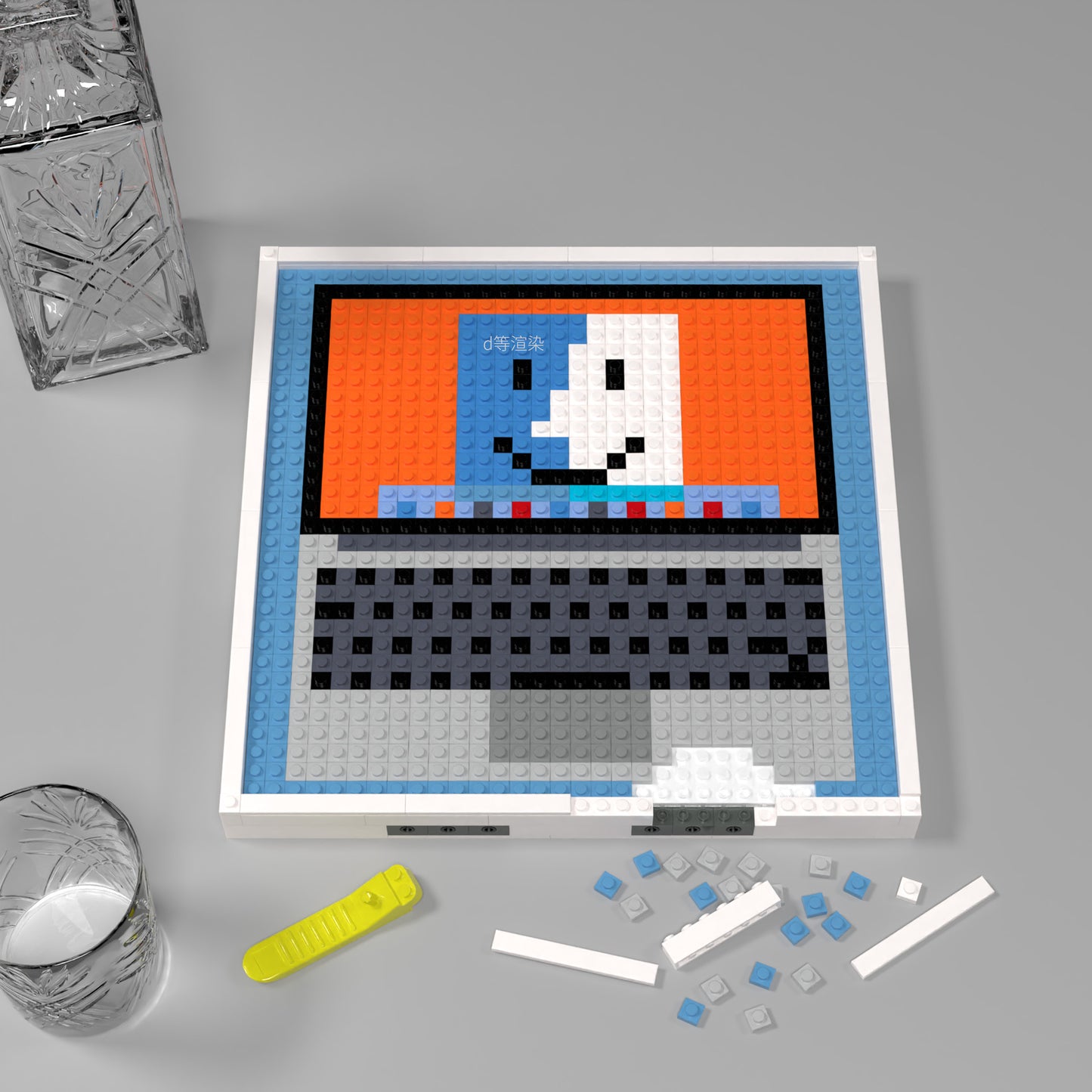 Cartoon Character on Computer Building Brick Pixel Art - 32*32 Modular Compatible with Lego