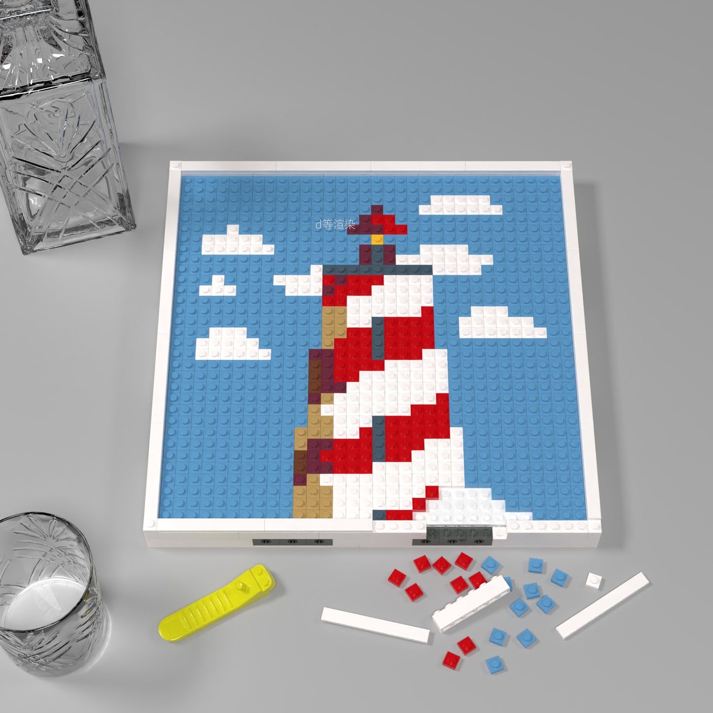 DIY Building Brick Lighthouse Pixel Art Kit - 32*32 blocks