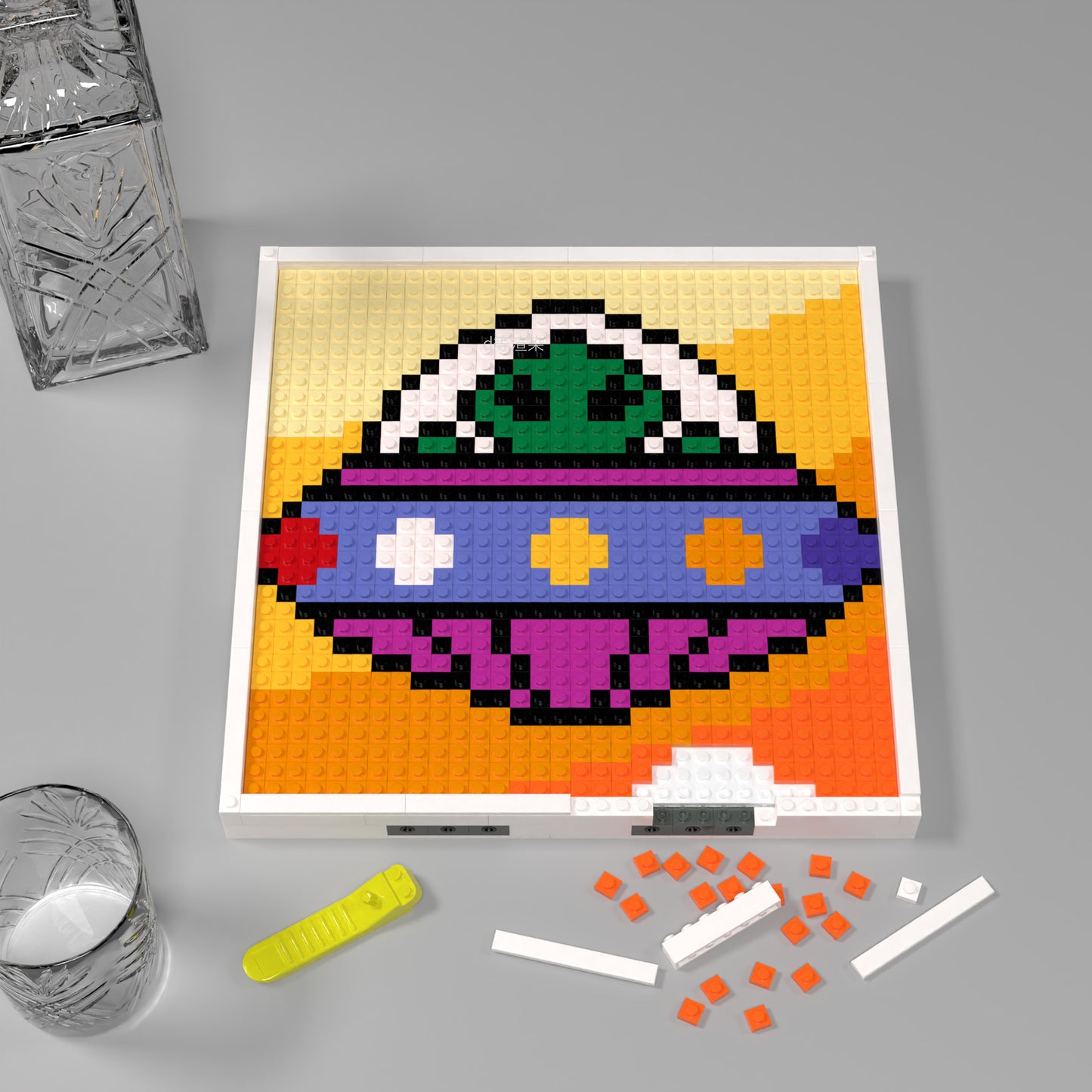 Flying Saucer Building Brick Pixel Art - 32*32 Modular Compatible with Lego