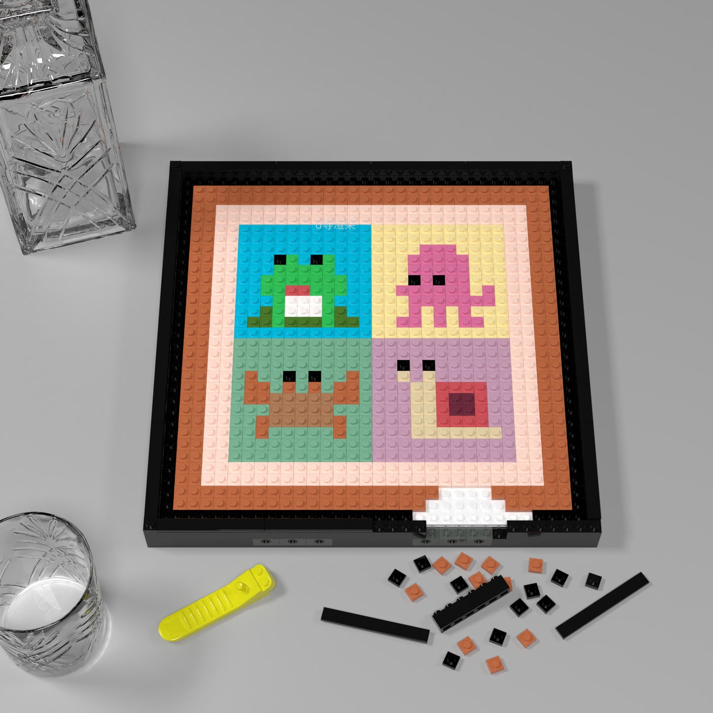 32*32 Compatible Lego Pieces "Four Abstract Cute Little Animals" Pixel Art