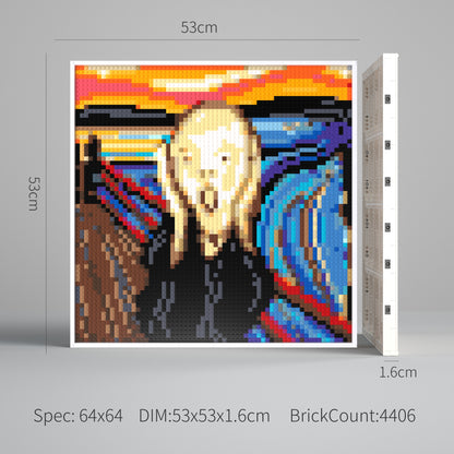 The Scream by Edvard Munch Compatible LEGO Artwork (64*64 dots, Assembled Frame)