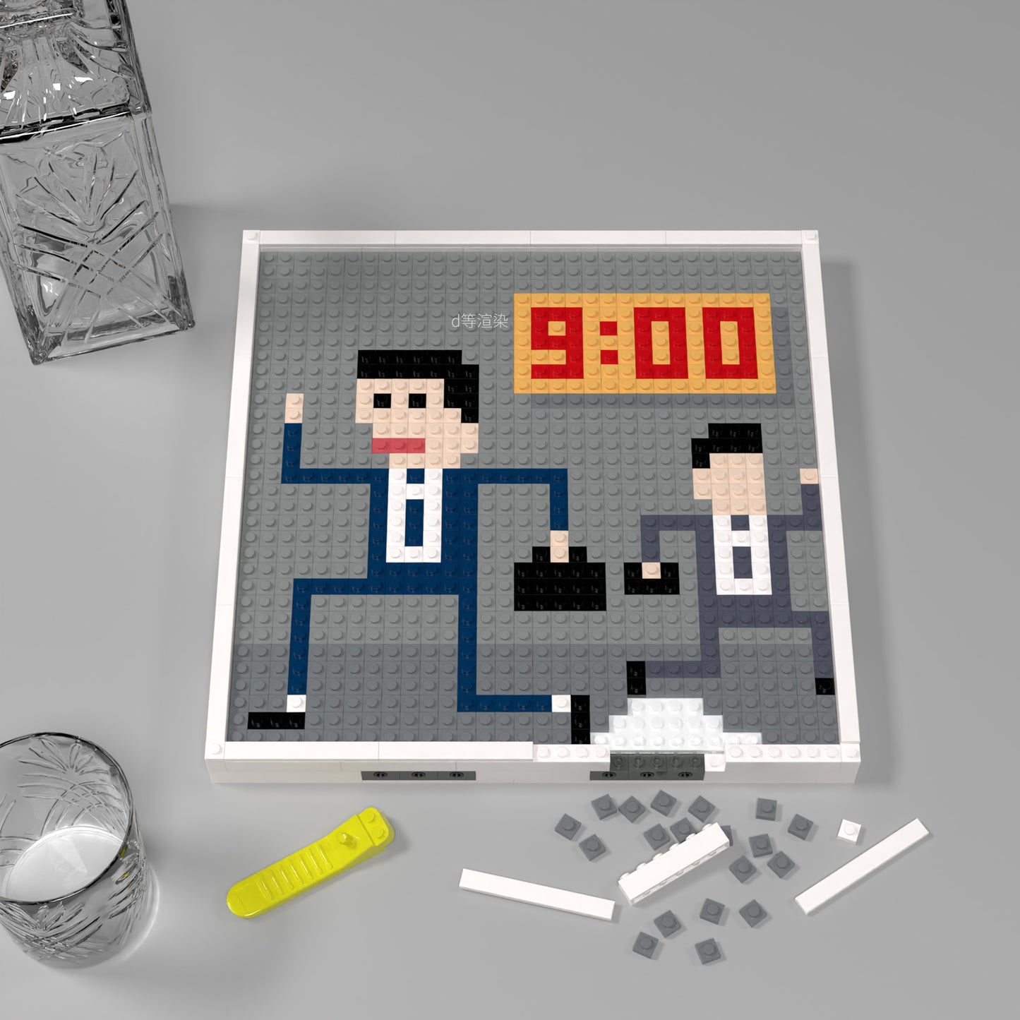 32*32 Compatible Lego Pieces "Simple Style Rushing to Work Scene" Pixel Art