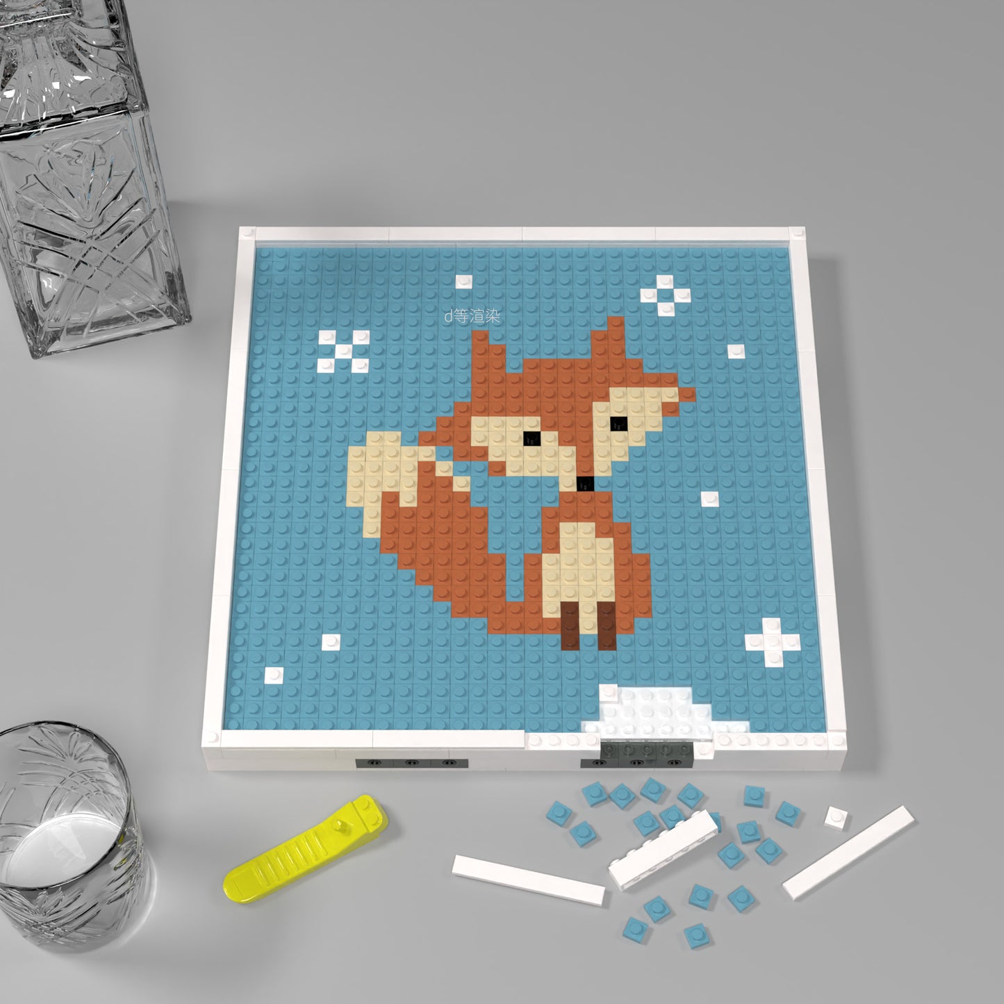 32*32 Compatible Lego Pieces Cartoon Fox Pixel Art