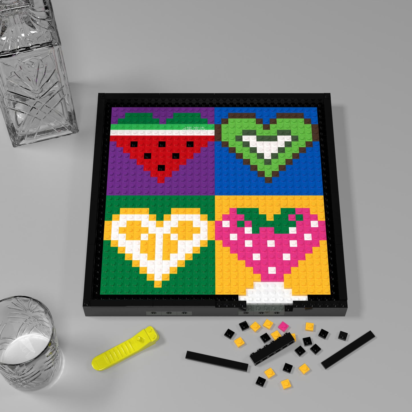 32*32 Compatible Lego Pieces "Four Kinds of Heart-shaped Fruits" Pixel Art