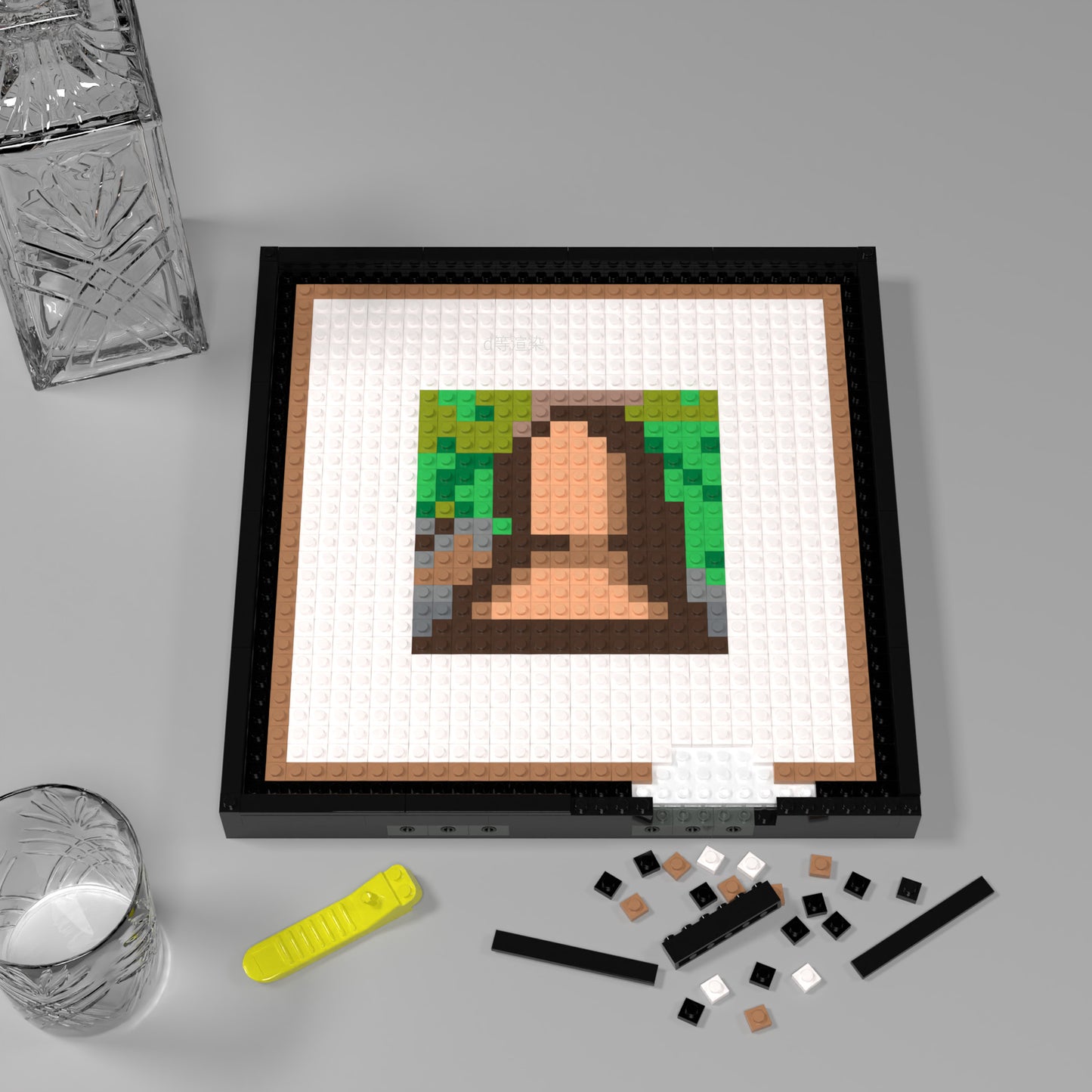 Mona Lisa's Smile Building Brick Pixel Art - 32*32 Modular Compatible with Lego