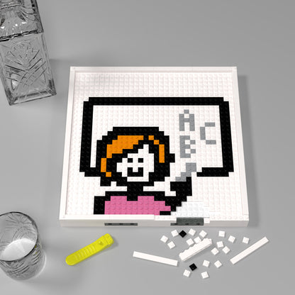 Teacher in Classroom Building Brick Pixel Art - 32*32 Modular Compatible with Lego