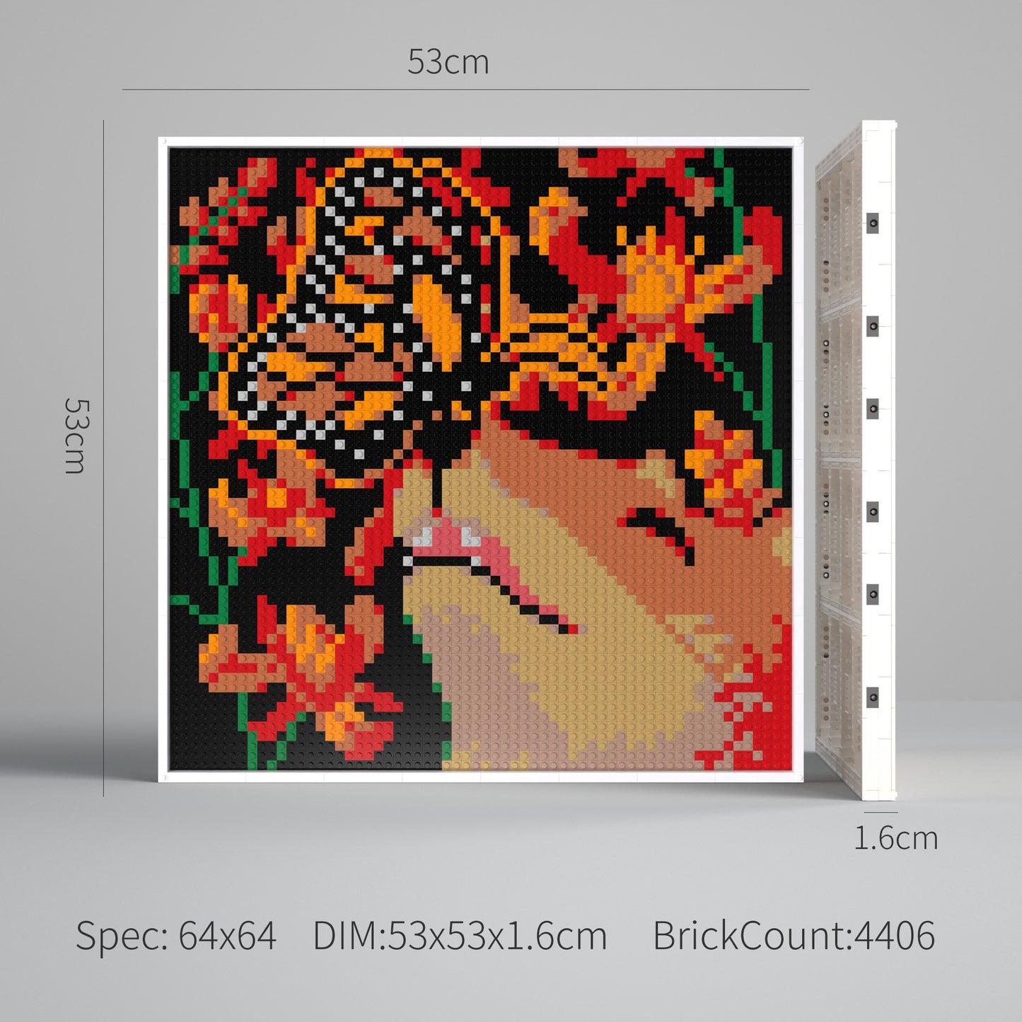 Fox and Butterfly Compatible LEGO Artwork (64*64 dots, Assembled Frame)