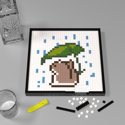 Dragon Cat Under Lotus Leaf Building Brick Pixel Art - 32*32 Modular Compatible with Lego