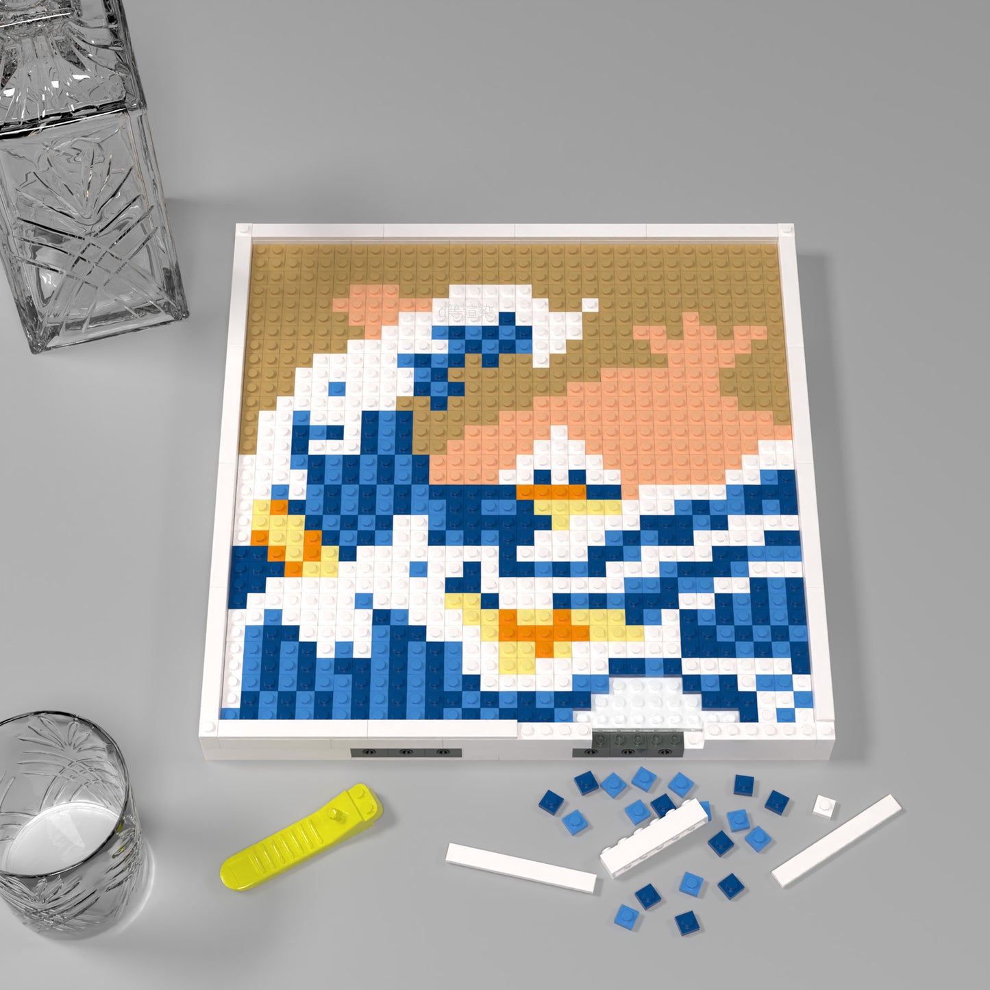 Kanagawa Surfing Building Brick Pixel Art - 32*32 Modular Compatible with Lego