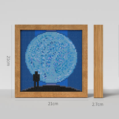 DIY 64x64 Pixels "Moon Gazer" Diamond Painting Kit - Recreate a Scene of a Giant Moon and the Person who Gazes at It