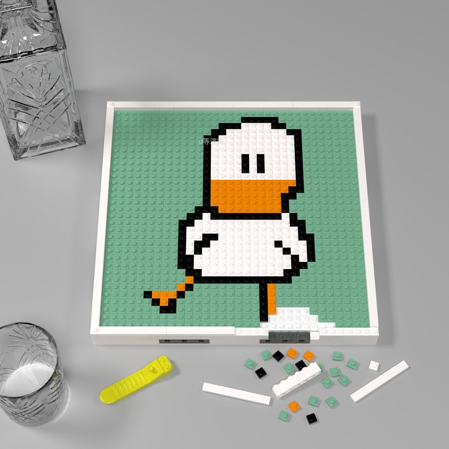 Cartoon Duck Building Brick Pixel Art - 32*32 Modular Compatible with Lego