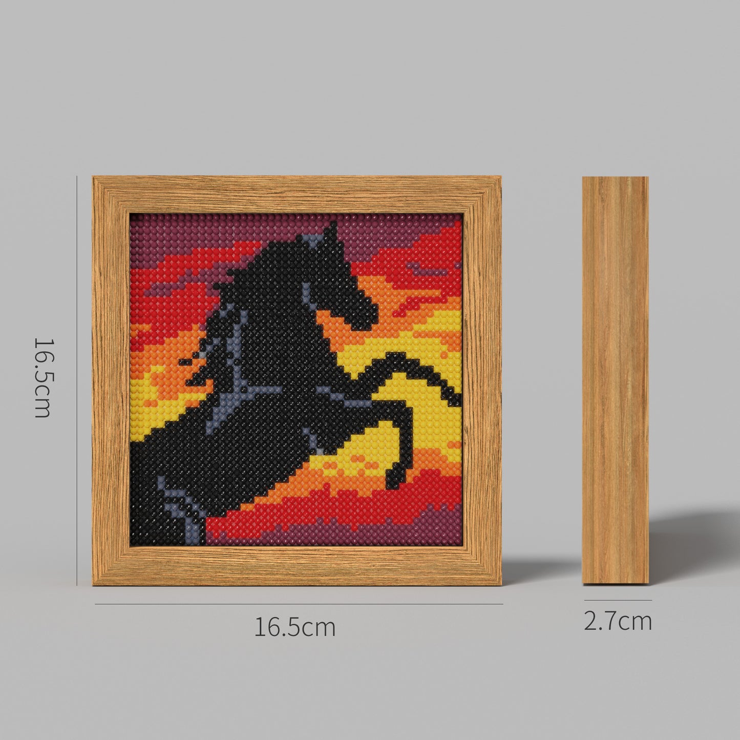 48*48 Dot Handmade Diamond Painting ABS Material 26 Cutting Surface A Black Horse in The Flames Customized Gift Modern Decoration