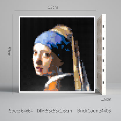 Girl with a Pearl Earring Compatible LEGO Artwork (64*64 dots,Assembled Frame)