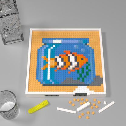Clownfish in Fishbowl Building Brick Pixel Art - 32*32 Modular Compatible with Lego