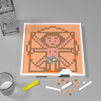 32*32 Compatible Lego Pieces Da Vinci's Work Vitruvian Man Pixel Art