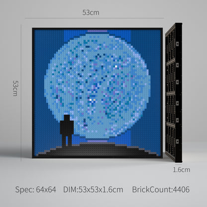 Gazing at the Starry Sky Compatible LEGO Artwork (64*64 dots, Assembled Frame)