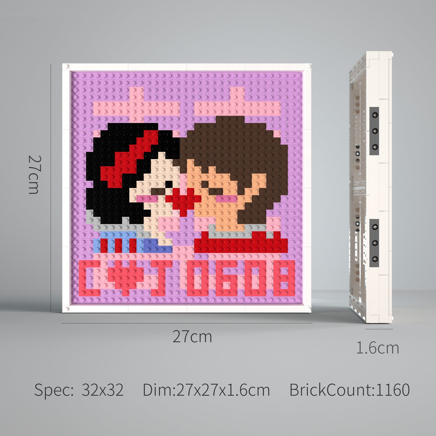 32*32 Compatible Lego Pieces "A Pair of Cartoon Lovers Kissing" Personalized Pixel Art