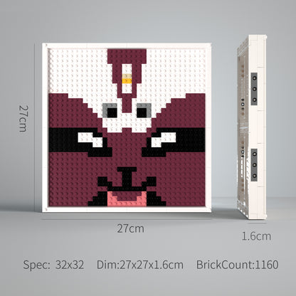 32*32 Compatible Lego Pieces "Face of Peking Opera Chou" Pixel Art