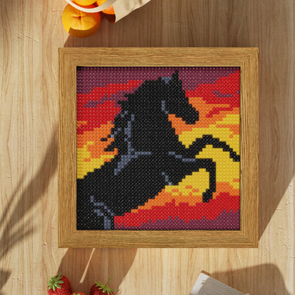 48*48 Dot Handmade Diamond Painting ABS Material 26 Cutting Surface A Black Horse in The Flames Customized Gift Modern Decoration