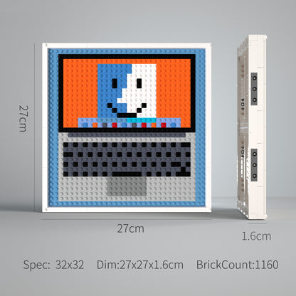 Cartoon Character on Computer Building Brick Pixel Art - 32*32 Modular Compatible with Lego