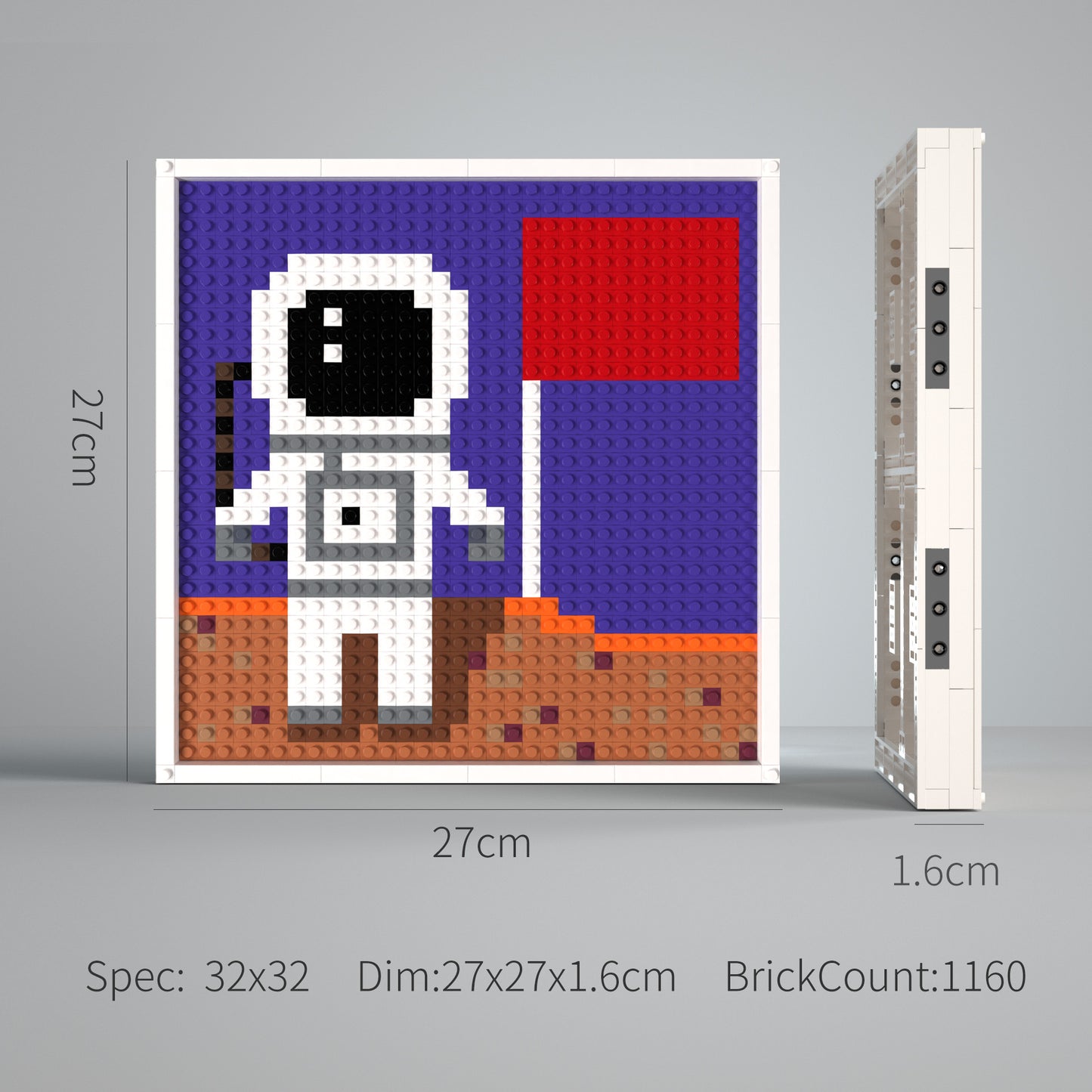 Astronaut On The Moon Building Brick Pixel Art - 32*32 Modular Compatible with Lego