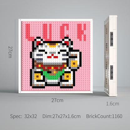 32*32 Compatible Lego Pieces "Chinese Beckoning Cat" Pixel Art