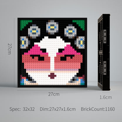 32*32 Compatible Lego Pieces "Face of Peking Opera Dan" Pixel Art