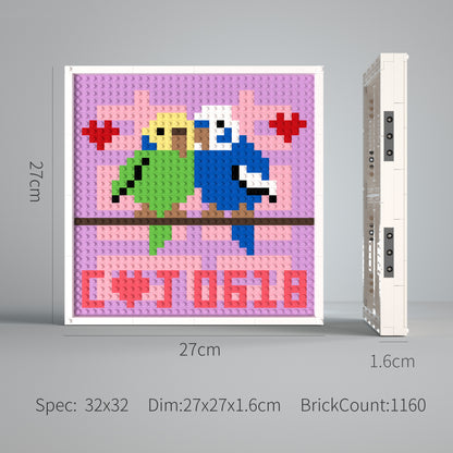 32*32 Compatible Lego Pieces "A Pair of Magpie Lovers Kissing" Personalized Pixel Art
